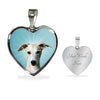 Whippet Dog Print Heart Pendant Luxury Necklace-Free Shipping
