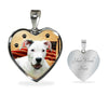 Dogo Argentino Print Heart Pendant Luxury Necklace-Free Shipping