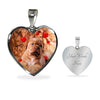 Bordeaux Mastiff Print Heart Pendant Luxury Necklace-Free Shipping