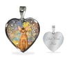 Abyssinian Cat Print Heart Pendant Luxury Necklace