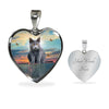 Cute Chartreux Cat Print Heart Pendant Luxury Necklace-Free Shipping