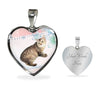 Manx Cat Print Heart Pendant Luxury Necklace-Free Shipping