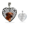 Rhodesian Ridgeback Print Heart Pendant Luxury Necklace-Free Shipping