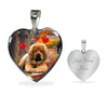 Tibetan Mastiff Print Heart Pendant Luxury Necklace-Free Shipping