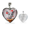 Russian Blue Print Heart Pendant Luxury Necklace-Free Shipping