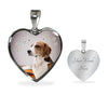 English Foxhound Print Heart Pendant Luxury Necklace-Free Shipping