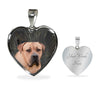 South African Boerboel Dog Print Heart Pendant Luxury Necklace-Free Shipping