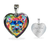 Colorful French Bulldog Print Heart Charm Necklaces-Free Shipping