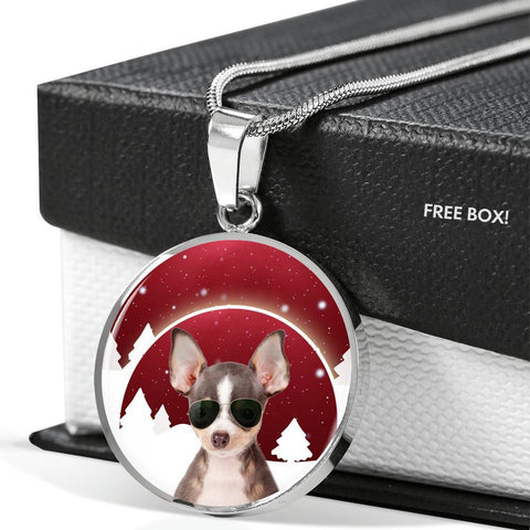 Chihuahua Print Circle Luxury Necklace-Free Shipping