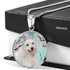 Poodle Dog Print Circle Pendant Luxury Necklace-Free Shipping