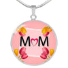"MOM" Print Circle Pendant Luxury Necklace