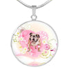 Bulldog Print Circle Charm Luxury Necklace-Free Shipping