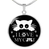 " I Love My Cat" Print Circle Pendant Luxury Necklace