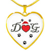 Dog With Paws Print Heart Pendant Luxury Necklace-Free Shipping