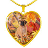 Cute Bullmastiff Print Heart Pendant Luxury Necklace-Free Shipping