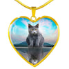 Chartreux Cat Print Heart Pendant Luxury Necklace-Free Shipping