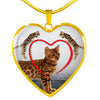 Bengal Cat Print Heart Pendant Luxury Necklace-Free Shipping
