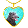 Scottish Deerhound Dog Print Heart Pendant Luxury Necklace-Free Shipping