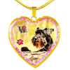Miniature Schnauzer Dog Print Heart Charm Necklaces-Free Shipping
