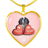 Saint Bernard Dog Print Heart Pendant Luxury Necklace-Free Shipping