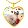 Cute Tonkinese Cat Print Heart Pendant Luxury Necklace-Free Shipping