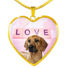 Cute Rhodesian Ridgeback Dog Print Heart Pendant Luxury Necklace-Free Shipping