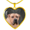 South African Boerboel Dog Print Heart Pendant Luxury Necklace-Free Shipping