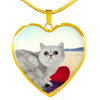 Exotic Shorthair Cat Print Heart Pendant Luxury Necklace-Free Shipping