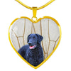 Curly Coated Retriever Print Heart Pendant Luxury Necklace-Free Shipping