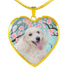 Poodle Dog Print Heart Pendant Luxury Necklace-Free Shipping