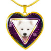 Lovely Samoyed Dog Print Heart Charm Necklaces-Free Shipping