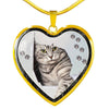 Charming Cat Art Print Heart Charm Necklaces-Free Shipping
