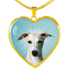 Whippet Dog Print Heart Pendant Luxury Necklace-Free Shipping