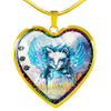 Cat Watercolor Art Print Heart Charm Necklaces-Free Shipping