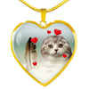 Scottish Fold Print Heart Pendant Luxury Necklace-Free Shipping
