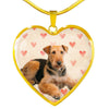 Airedale Terrier Print Luxury Heart Charm Necklace -Free Shipping