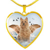 Australian Terrier Print Heart Pendant Luxury Necklace-Free Shipping