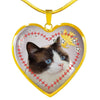 Lovely Snowshoe Cat Print Heart Pendant Luxury Necklace-Free Shipping