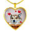 Norwegian Lundehund Print Heart Pendant Luxury Necklace-Free Shipping