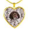 German Shorthaired Pointer Dog Print Heart Pendant Luxury Necklace-Free Shipping
