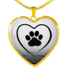 Paws Black Print Heart Pendant Luxury Necklace-Free Shipping
