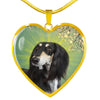 Saluki Dog Print Heart Pendant Luxury Necklace-Free Shipping