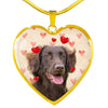 Flat Coated Retriever Print Heart Pendant Luxury Necklace-Free Shipping
