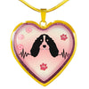 English Springer Spaniel Dog Print Heart Charm Necklaces-Free Shipping