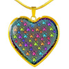 Colorful Paws Print Heart Charm Necklaces-Free Shipping
