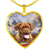 Dogue De Bordeaux Print Heart Pendant Luxury Necklace-Free Shipping