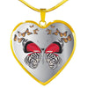 Butterfly Print Heart Pendant Luxury Necklace-Free Shipping
