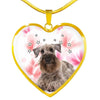 Cesky Terrier Print Heart Pendant Luxury Necklace-Free Shipping