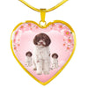 Lagotto Romagnolo Dog Print Heart Pendant Luxury Necklace-Free Shipping