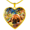 Bullmastiff Print Heart Pendant Luxury Necklace-Free Shipping